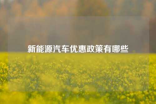 新能源汽车优惠政策有哪些