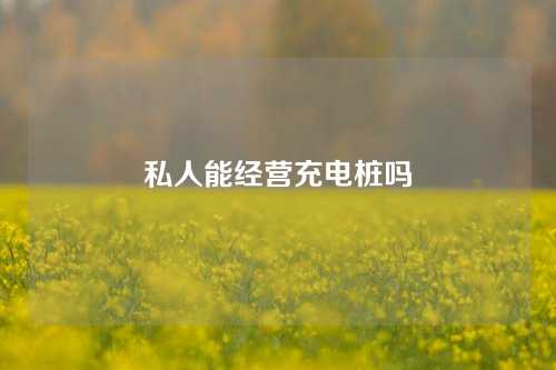 私人能经营充电桩吗