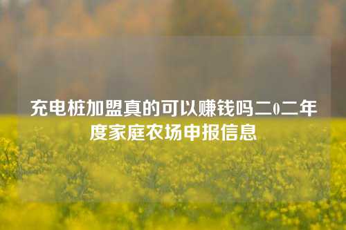 充电桩加盟真的可以赚钱吗二0二年度家庭农场申报信息