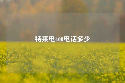 特来电400电话多少