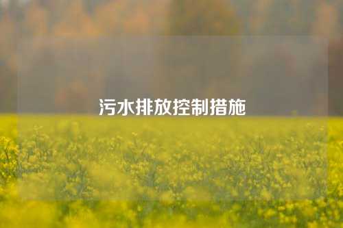 污水排放控制措施