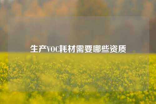 生产VOC耗材需要哪些资质