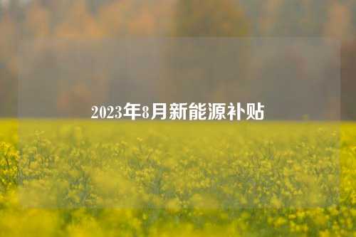 2023年8月新能源补贴