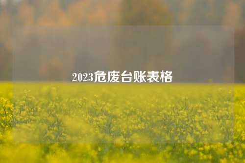 2023危废台账表格