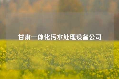 甘肃一体化污水处理设备公司